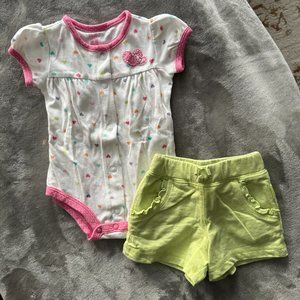 Carter's Onesie and Pull-On Short Set EUC Sz 3 mos